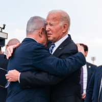 | President Joe Biden is greeted by Israeli Prime Minister Benjamin Netanyahu after arriving at Ben Gurion International Airport on Oct 18 2023 in Tel Aviv Evan Vucci | AP | MR Online